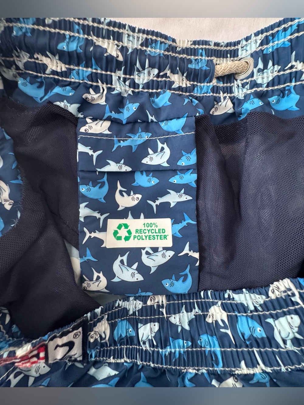 MC2 Saint Barth Men's Shark-Print Swim Shorts - Navy & White & Blue - Picture 7 of 15